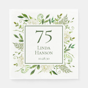 Serviette En Papier 75e anniversaire Hydrangeas blanches