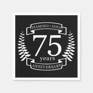 Serviette En Papier 75e ANNIVERSAIRE Mariage DIAMOND GOLD