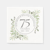 Serviette En Papier 75e anniversaire Mariage Verdure Aquarelle (Devant)