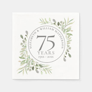 Serviette En Papier 75e anniversaire Mariage Verdure Aquarelle