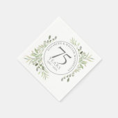 Serviette En Papier 75e anniversaire Mariage Verdure Aquarelle (Coin)