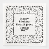 Serviette En Papier 75e anniversaire Numéro Motif pétoncles Noir/Blanc (Devant)