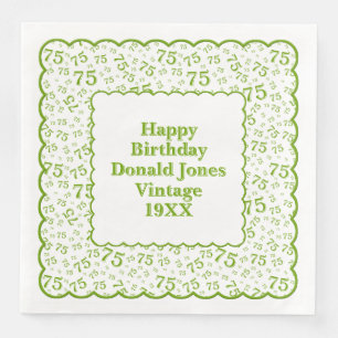 Serviette En Papier 75e anniversaire Numéro Motif pétoncles vert/blanc
