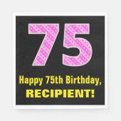 Serviette En Papier 75e anniversaire : Pink Stripes and Hearts "75" + (Devant)