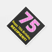 Serviette En Papier 75e anniversaire : Pink Stripes and Hearts "75" +  (Coin)