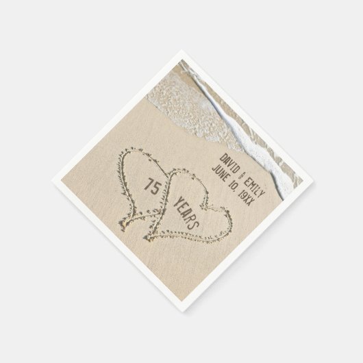 Serviette En Papier 75e Anniversaire Plage Coeurs serviettes (Coin)