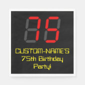 Serviette En Papier 75e anniversaire : Rouge Digital Clock Style "75"  (Devant)
