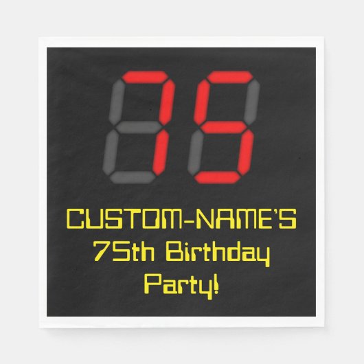 Serviette En Papier 75e anniversaire : Rouge Digital Clock Style "75"  (Devant)