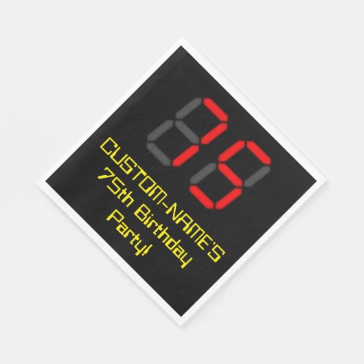Serviette En Papier 75e anniversaire : Rouge Digital Clock Style "75"  (Coin)