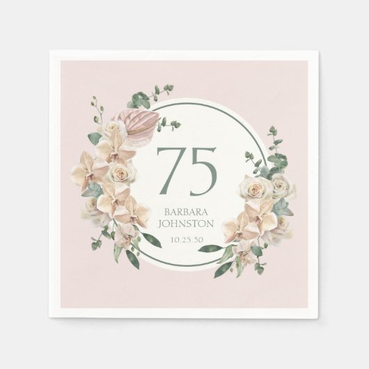 Serviette En Papier 75e anniversaire Tropical Floral (Devant)