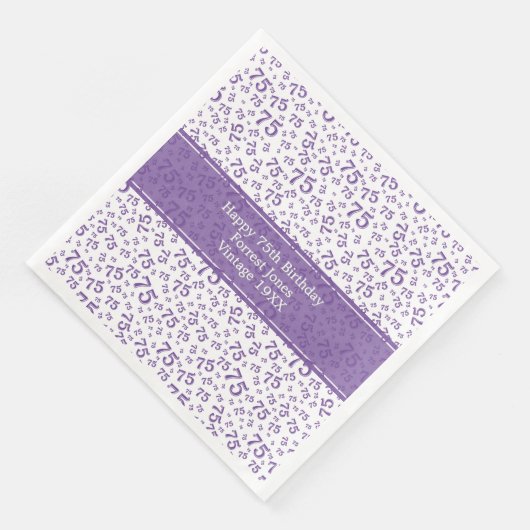 Serviette En Papier 75e Cool Numéro de Motif Purple/Blanc (Coin)