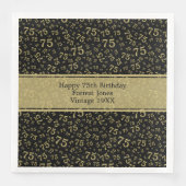 Serviette En Papier 75e Cool Numéro Motif Or/Noir (Devant)