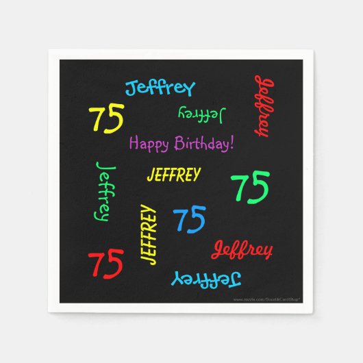Serviette En Papier 75e fête d'anniversaire - Noms répétitifs Papier n (Devant)