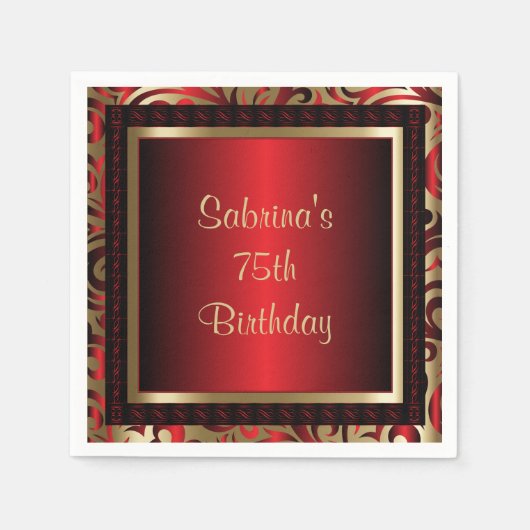 Serviette En Papier 75e fête d'anniversaire | Texte do-it-yourself (Devant)