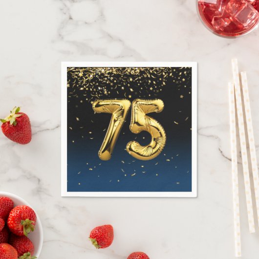 Serviette En Papier 75e Gold Party Balloons et serviettes Confetti (En situation)