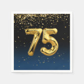 Serviette En Papier 75e Gold Party Balloons et serviettes Confetti (Devant)