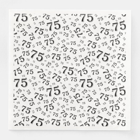 Serviette En Papier 75th Age Random Number Pattern Black/White (Devant)