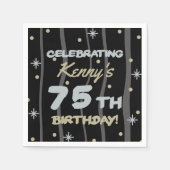 Serviette En Papier 75th Birthday Party Ajouter votre nom (Devant)