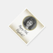 Serviette En Papier 75th Custom Photo White and Gold  (Coin)