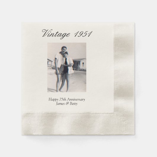 Serviette En Papier 75th Wedding Anniversary Party Personalized Photo (Devant)
