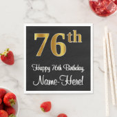 Serviette En Papier 76e anniversaire ~ Elégant Luxueux Faux Gold Look  (En situation)