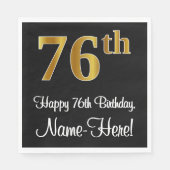 Serviette En Papier 76e anniversaire ~ Elégant Luxueux Faux Gold Look (Devant)
