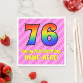 Serviette En Papier 76e anniversaire : Pink Stripes & Hearts, Arc en c (En situation)