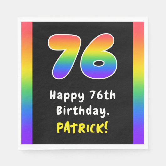 Serviette En Papier 76e anniversaire : Rainbow Spectrum # 76, Nom pers (Devant)