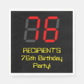 Serviette En Papier 76e anniversaire : Rouge Digital Clock Style "76"  (Devant)