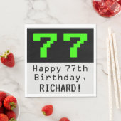 Serviette En Papier 77e anniversaire - Nerdy / Geeky Style "77" & Nom (En situation)