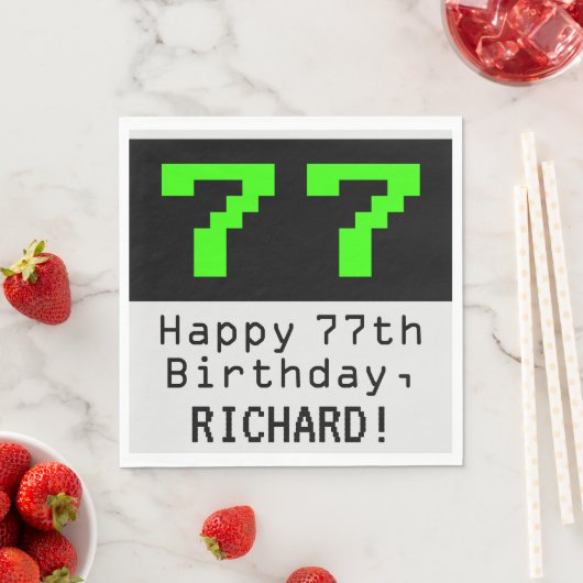 Serviette En Papier 77e anniversaire - Nerdy / Geeky Style "77" & Nom (En situation)