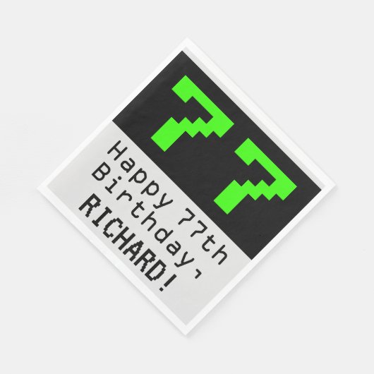 Serviette En Papier 77e anniversaire - Nerdy / Geeky Style "77" & Nom (Coin)