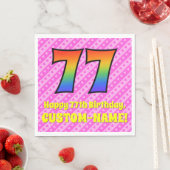 Serviette En Papier 77e anniversaire : Pink Stripes & Hearts, Arc en c (En situation)