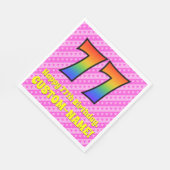 Serviette En Papier 77e anniversaire : Pink Stripes & Hearts, Arc en c (Coin)