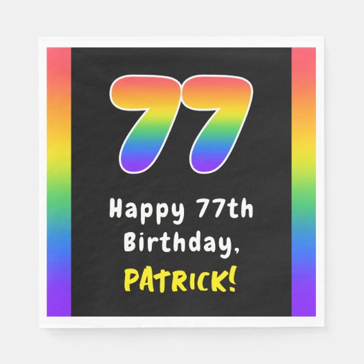 Serviette En Papier 77e anniversaire : Rainbow Spectrum # 77, Nom pers (Devant)