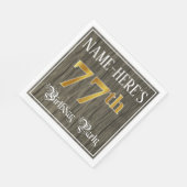 Serviette En Papier 77e fête d'anniversaire — Faux Gold & Faux Wood Lo (Coin)