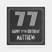 Serviette En Papier 77ème anniversaire : Art Déco Inspiré Look "77" + (Devant)