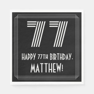 Serviette En Papier 77ème anniversaire : Art Déco Inspiré Look "77" + 