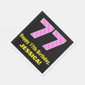 Serviette En Papier 77ème anniversaire : Pink Stripes and Hearts "77"  (Coin)