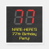 Serviette En Papier 77ème anniversaire : Rouge Digital Clock Style "77 (Devant)