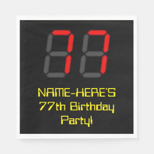 Serviette En Papier 77ème anniversaire : Rouge Digital Clock Style "77