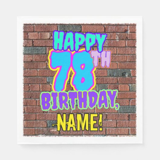 Serviette En Papier 78e anniversaire ~ Amusant, Graffiti urbain inspir (Devant)