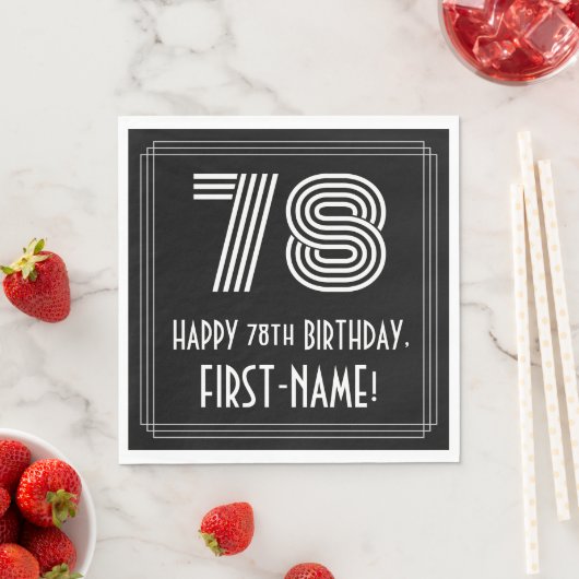 Serviette En Papier 78e anniversaire : Art Déco Inspiré Look "78" + No (En situation)