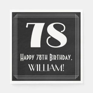 Serviette En Papier 78e anniversaire ~ Art Déco Inspiré Look "78", Nom
