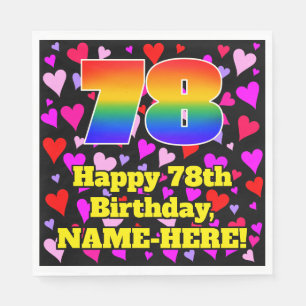 Serviette En Papier 78e anniversaire : Loving Hearts Motif, Arc-en-cie