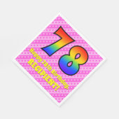 Serviette En Papier 78e anniversaire : Pink Stripes & Hearts, Arc en c (Coin)