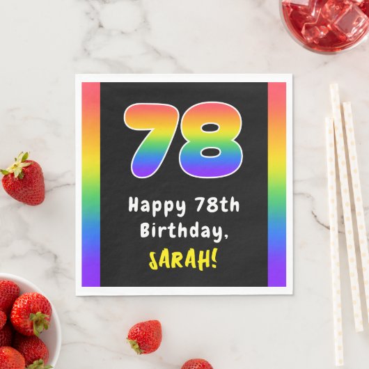 Serviette En Papier 78e anniversaire : Rainbow Spectrum # 78, Nom pers (En situation)