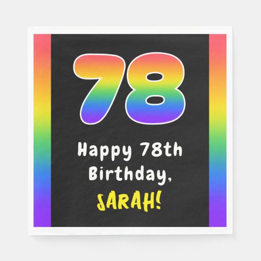 Serviette En Papier 78e anniversaire : Rainbow Spectrum # 78, Nom pers (Devant)