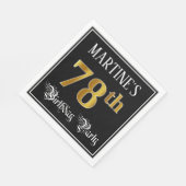 Serviette En Papier 78e Birthday Party — Fancy Script, Faux Gold Look (Coin)
