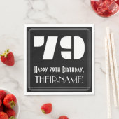 Serviette En Papier 79e anniversaire : Art Déco Inspiré Look "79" + No (En situation)
